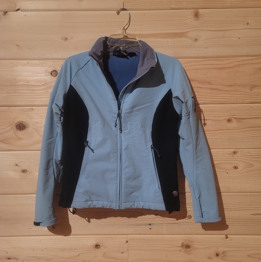 Vtg Mountain Hardwear Light Blue and Black Ski Jacket Fleece Lined Size S 19x22
